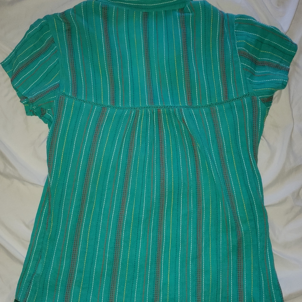 Turquoise boho/ summer Prana button up blouse. - Picture 3 of 3
